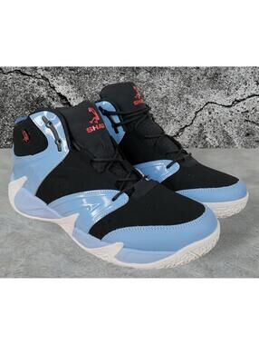 Shaq Men's Basketball Shoes Size 10.5 Black Blue Mid Top Devastator Sneakers New